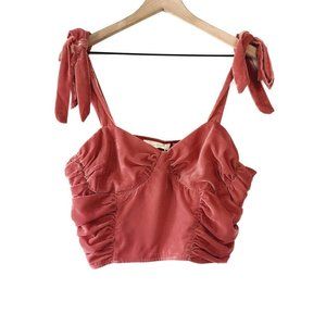 NEW Anthropologie Forever That Girl Corset-Seamed Peach Velvet Corset Top - M